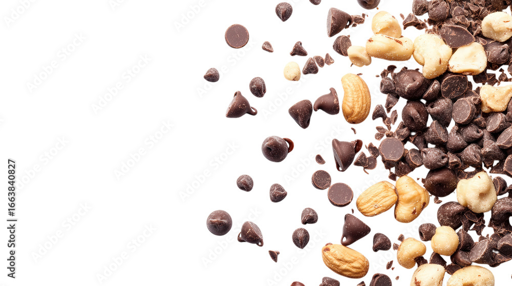 Obraz premium Chocolate Chips Nuts Mix Baking Ingredients Dessert