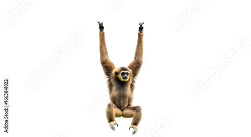 Tableau sur toile Isolated Gibbon Hanging