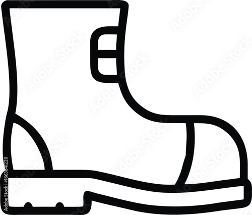 Safety Boots Line Icon Outline Vector Symbol of Protective Work Shoes, Industrial Footwear, PPE, Construction Equipment, Workplace