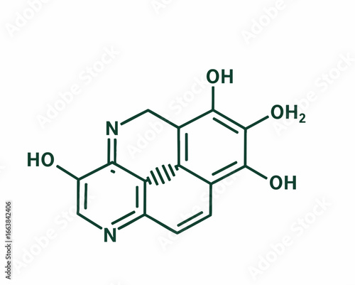 Complex molecule diagram;  biotechnology, atom structure illustration. Perfect for scientific publications, educational materials, or presentations on chemistry, pharmaceuticals, and research