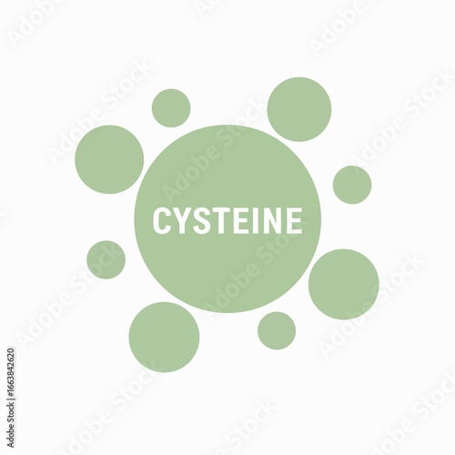 Cysteine: An essential amino acid. This graphic design depicts cysteine molecules in a simple, clean style, ideal for educational materials, presentations, or health and wellness websites