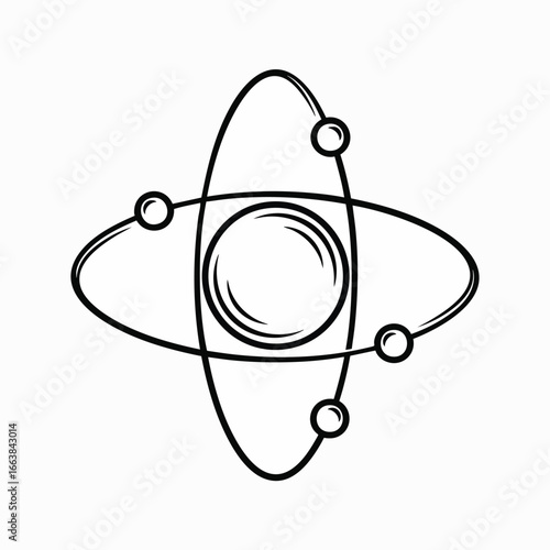 Illustration of an atom, depicting the nucleus and orbiting electrons