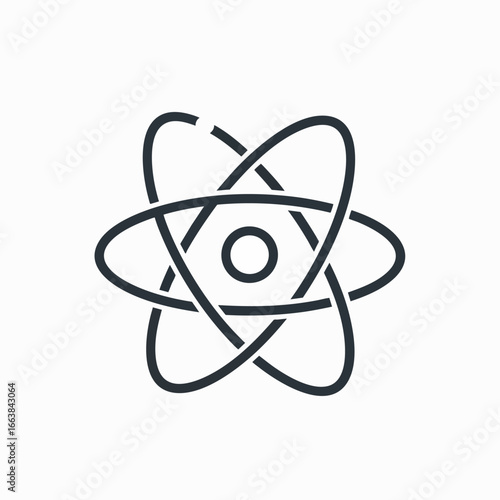 Illustration of an atom. This vector image symbolizes biotechnology, science, and energy. It can be used in various contexts related to research, education, and technology