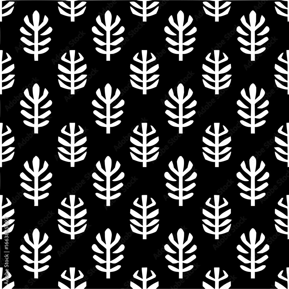 Seamless botanical pattern vector design in black and white for textile and wallpaper background 100