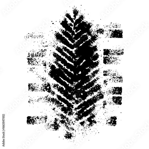 Distressed tire track vector design element for graphic design and digital art projects and artistic compositions