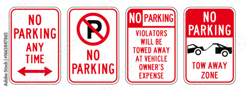Various No Parking Signs