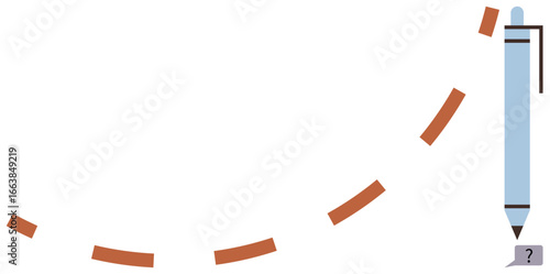 Blue pen sketching dotted curved line segments on a blank surface. Ideal for creativity, writing, drafting, precision, design, education, and inspiration themes. Simple flat metaphor