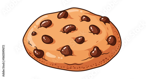 Delicious Chocolate Chip Cookie, Food Illustration, Creative Design, Sweet Treat, Cartoon Style, Whimsical Perspective