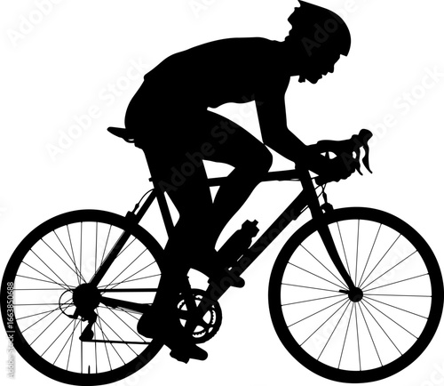 Eps Silhouette of Cyclist on Bike Endurance Ride, Cycling Sport, and a Focus on Health, Fitness, and Active Lifestyle