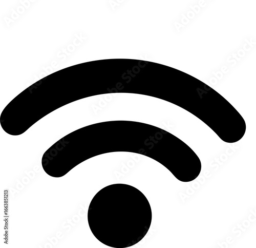 A Wi-Fi icon, symbolizing wireless internet connectivity, commonly used in technology and settings.