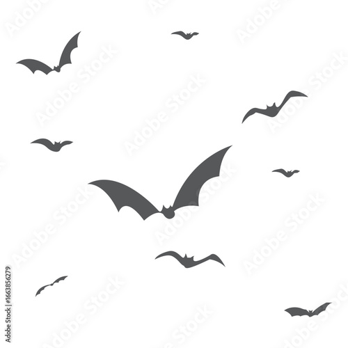 set of bat black silhouette icon vector isolated on white background