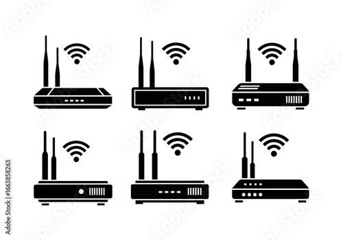 Diverse Wireless Routers Featuring Multiple Antennas Indicating Strong Wi-Fi Signal Strength Connectivity and Network Access Options