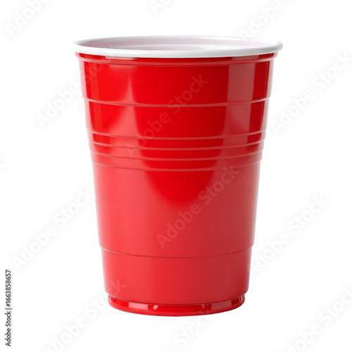 red plastic cup isolated transparent background