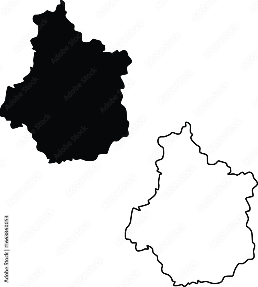 Obraz premium Map of Centre Val de Loire Silhouette Flat and Outline Design