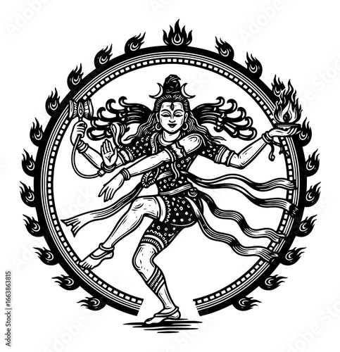 Hindu god Lord Shiva as Nataraja the cosmic dancer vector illustration