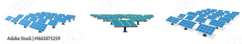 Illustrative solar energy station with vibrant panels against a clean backdrop