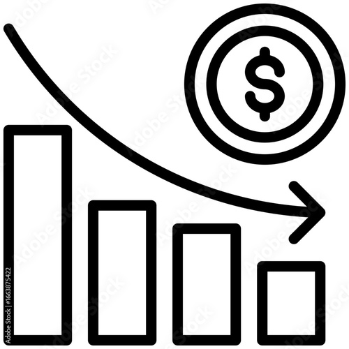 market crash icon isolated on white background. vector illustration icon for economy and  business