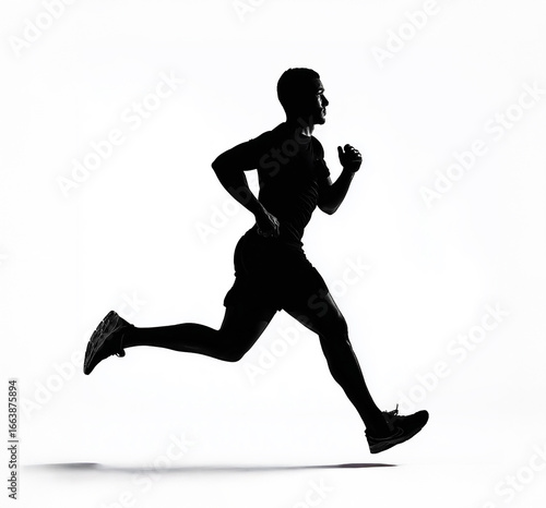 Silhouette of Male Athlete Running in Motion