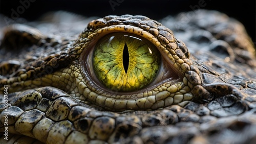 macro shot of an iguana’s yellow eye