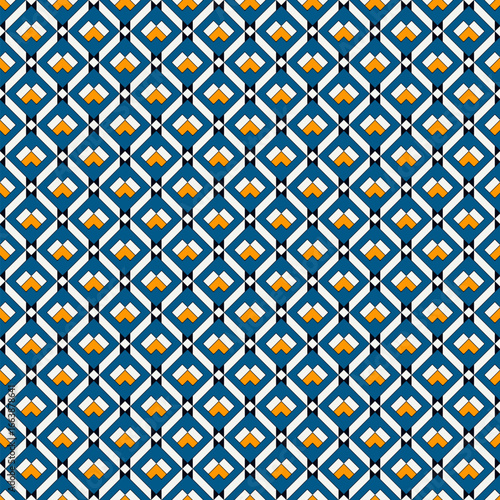Diamond grid seamless pattern. Ethnic, tribal surface print. Geometric ornament. Repeated rhombuses background. Ornamental folk wallpaper. Geo vector abstract illustration