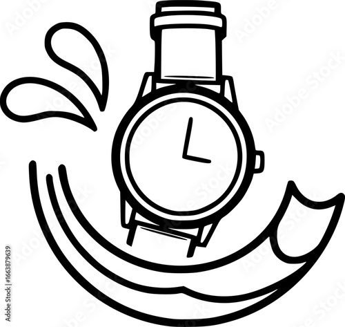 Waterproof Watch Icon Vector Illustration