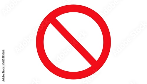 Free Download Vivid red prohibition sign, a circular shape with a diagonal red bar, displays a clear prohibition message on a white background. - GFXLoad