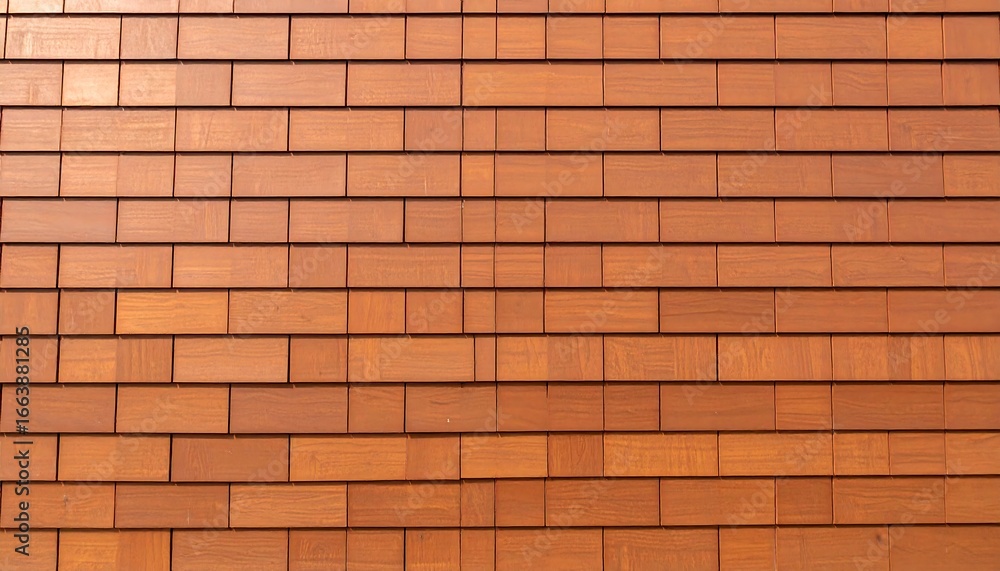 Obraz premium A detailed view of a wall featuring a patterned facade of light brown rectangular panels.