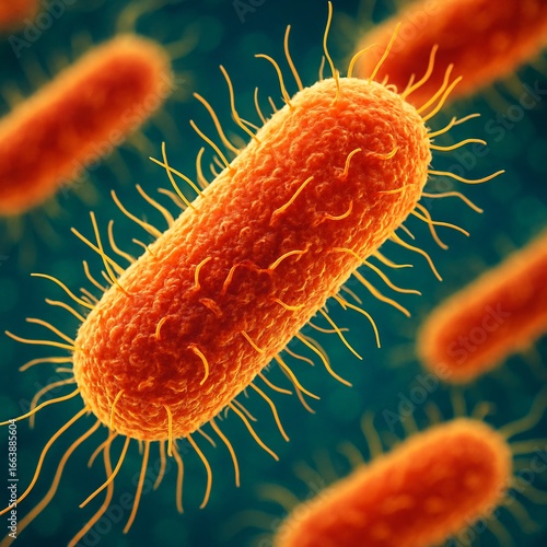 Ultra Macro Photography of Escherichia coli Bacteria with Microscopic Detail and Organic Texture