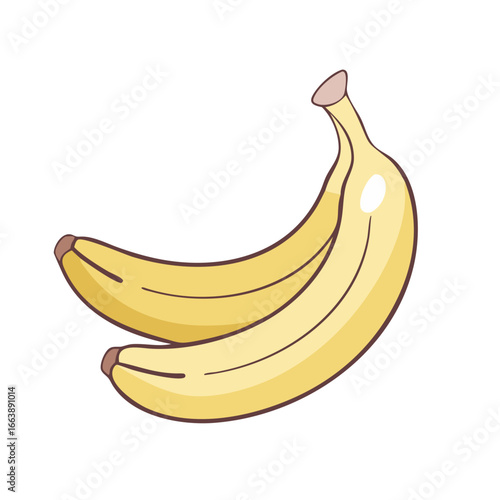 Two delicious yellow bananas on a white background, a vibrant fruit illustration
