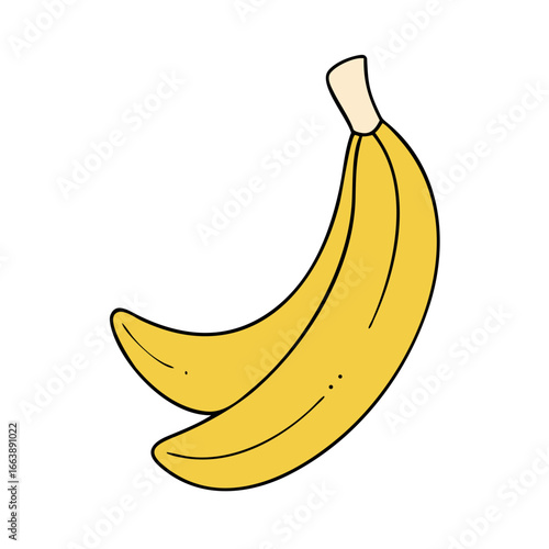 Doodle style image of two ripe bananas on a clean white background