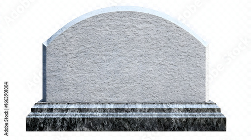 Simple Grey Stone Headstone with Smooth Arch Design and Base