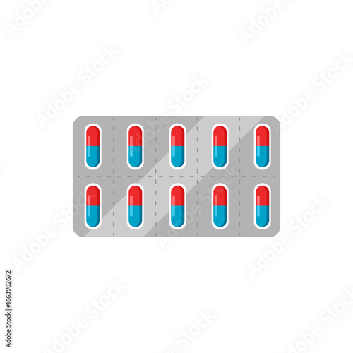 Illustration of two-component pharmaceutical capsules, effective and safe treatment, on a white background