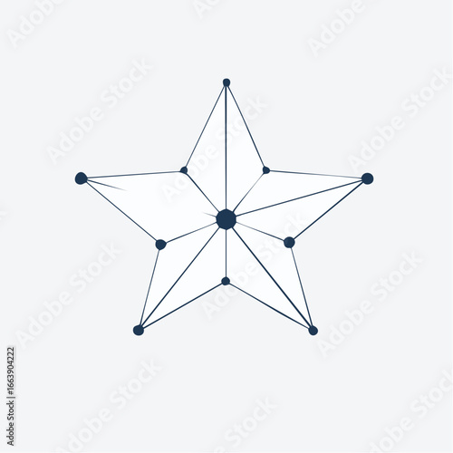 Minimalist star constellation vector design with connected dots and lines, a geometric representation of a five-pointed star, perfect for digital graphics and branding