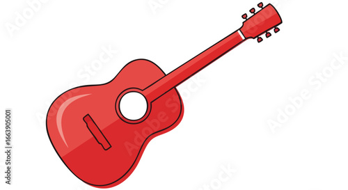 Acoustic guitar illustration on a clean white backdrop, representing musical instruments, learning to play music, and artistic expression for music