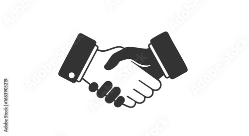 Stylized handshake illustration representing business partnership, collaboration, or agreement signaling positive professional relationships and