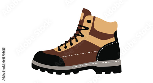 Illustration of a sturdy hiking boot designed for outdoor adventures and challenging terrains perfect for stock illustration uses