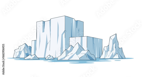 Arctic ice formations shimmering in a frigid expanse, a stark reminder of the planet's climate change reality