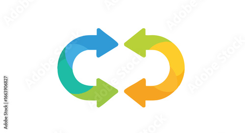 Dynamic Circular Arrows Representing Recycling, Renewal, and Continuous Processes Illustration