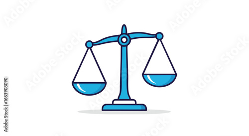 Stylized Illustration of a Balanced Scale Representing Justice and Equality for Legal and Financial Concepts Depicted with Precision and Simplicity