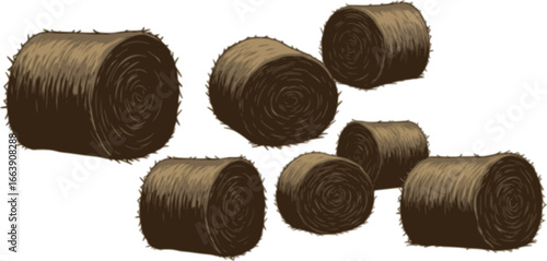 Hay Bales Vector File - Straw Bales Vector File