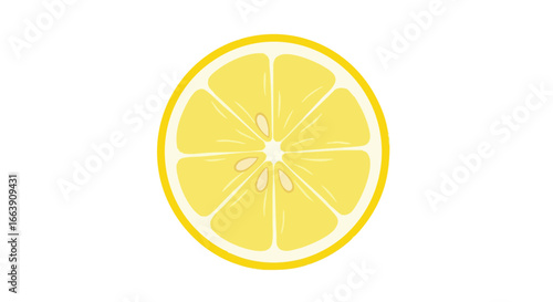 Vibrant lemon slice illustration showcasing a citrusy design on a clean white backdrop ideal for summer recipes and refreshing themes