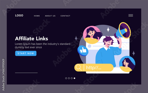 Affiliate Links Vector Illustration with Megaphone Action