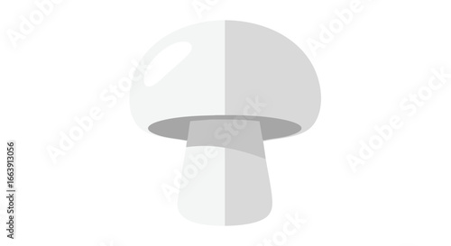 Conceptual flat illustration of a single champignon mushroom, showing simplicity and natural food depiction, suitable for culinary and dietary themes