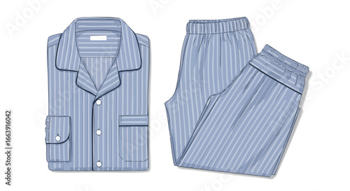 Blue striped cotton pajama set with classic design evoking comfort and rest for peaceful night sleepwear with long sleeve top and pants tailored for