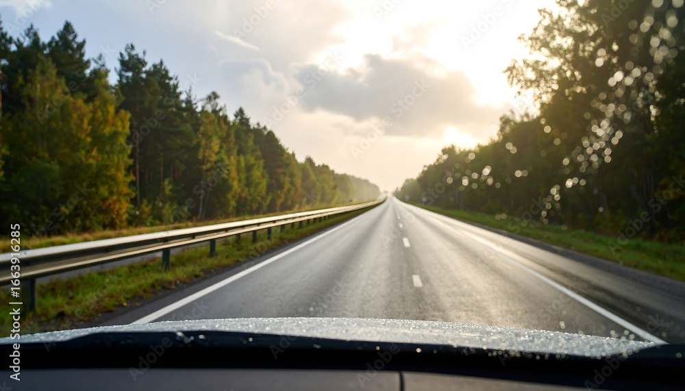 Fototapeta premium Highway vista from car windshield