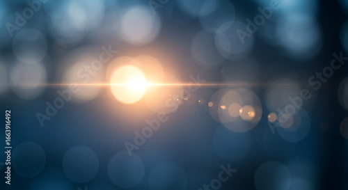 Abstract Blue Bokeh Background with Light Flare