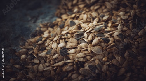 Abundance of Toasted Pumpkin Seeds Piled High with Rustic Charm and Texture