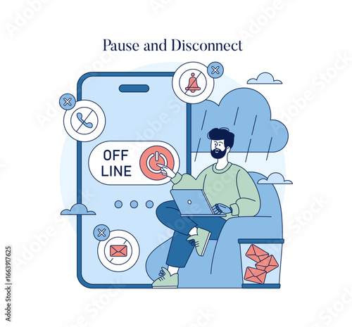 Digital Detox Concept with Man Turning Off Device