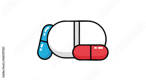 Colorful medical pills assortment illustration presenting medications and dietary supplements for health care and wellness depiction 167 characters