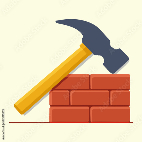 Hammer with Bricks Cartoon